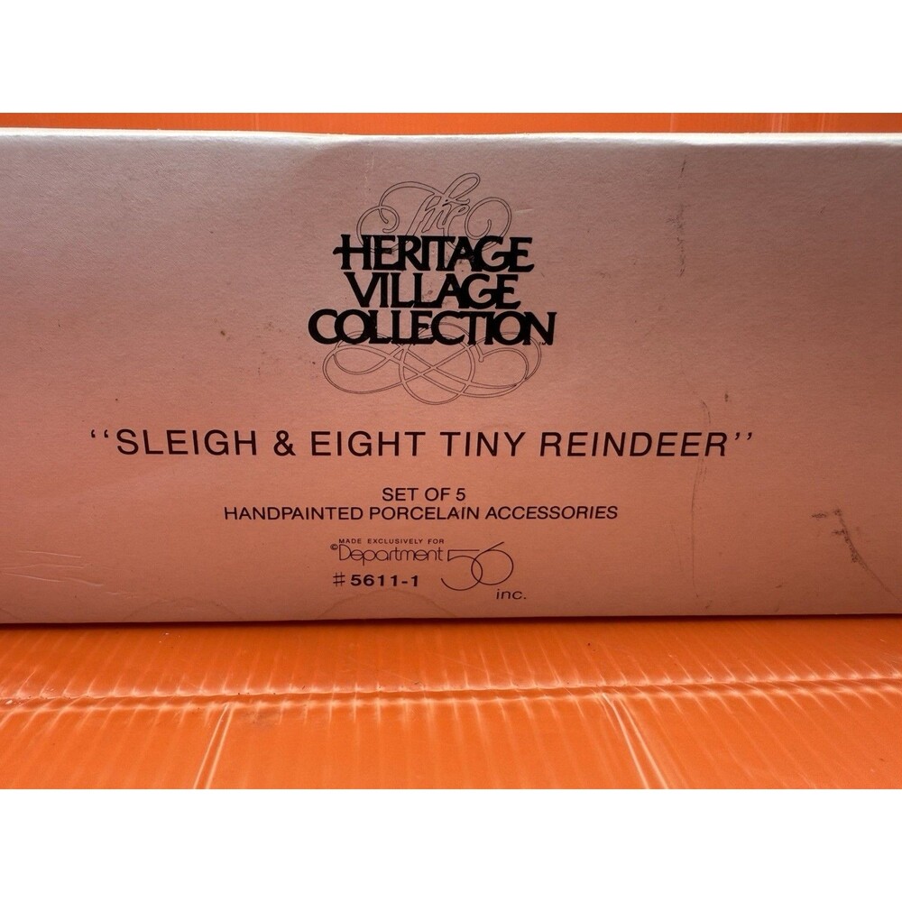 Department 56 Heritage Village Collection Sleigh & Eight Tiny Reindeer Set 5611